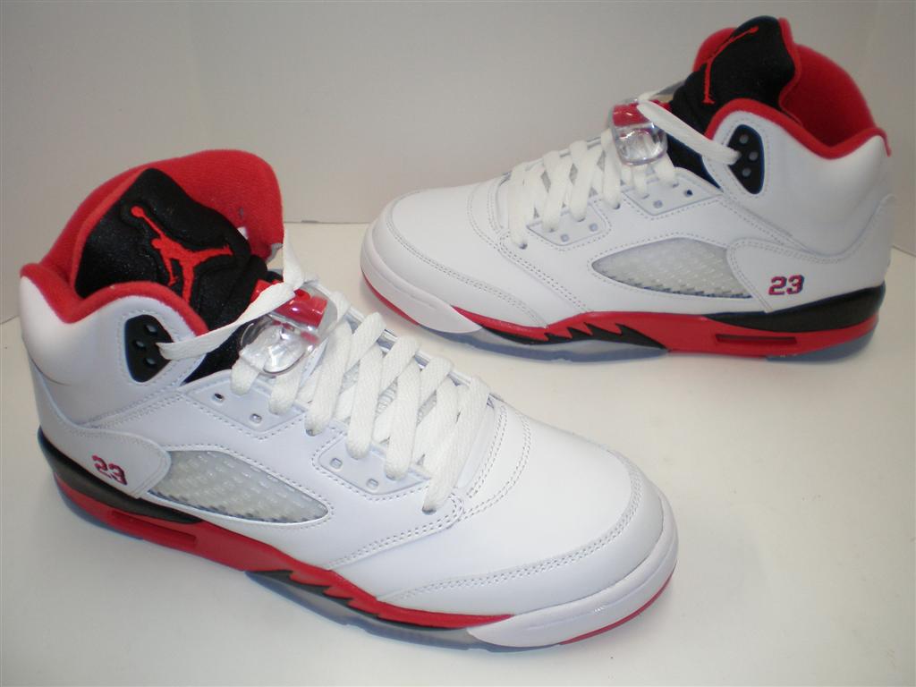 air jordan 5 retro true white fire red black